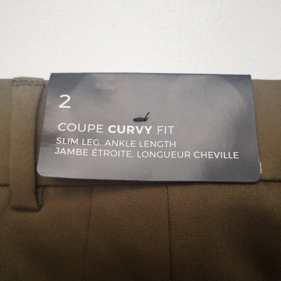 NWT RW&CO Ladies Size 2 Brown Curvy Fit Slim Leg Ankle Length Suit Pants - Picture 6 of 15